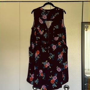 Maroon and flowers tank top dress - torrid size 0